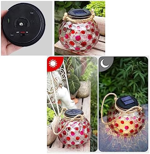 LED Solar Glass Ball Light, Waterproof LED Glass Pink Polka Dot Mason Jar Lamp for Garden, Walkway, Pathway, Yard Décor Solar Outdoor Solar Hanging Decorative Lights - Image 7