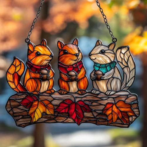 Autumn Squirrel Acrylic Suncatcher by AVAGAN