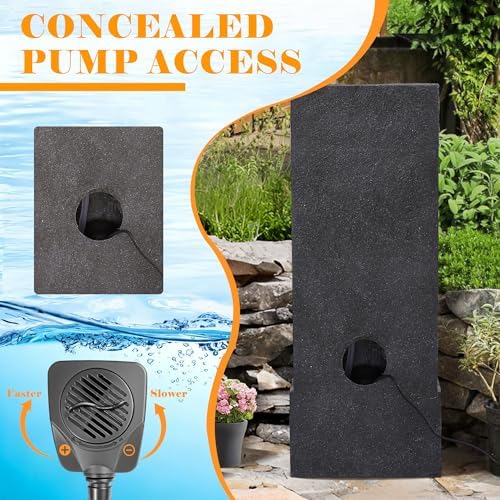 39" Outdoor Water Fountain, 5-Tier Cascading Floor-Standing Indoor Waterfall Fountains, Modern Large Water Feature with 5 Waterfalls & LED Lights, for Garden, Patio, Deck, Porch - Image 5