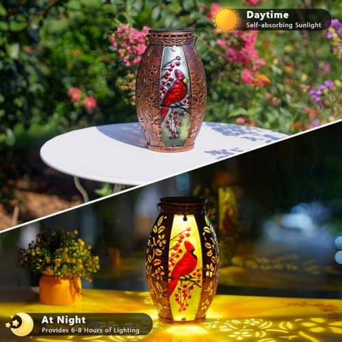 STARSOUL Solar Lantern Outdoor Waterproof, Hanging Solar Lantern for Patio Garden Yard Decor, Cardinal Memorial Gifts for Loss of Love one, Bereavement Sympathy Gift - Image 4