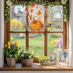 Fall Pumpkin Wind Spinner for Yard and Garden, Rustic Maple Leaf Autumn Thanksgiving Hanging Wind Spinner Outdoor 3D Kinetic Wind Sculpture Spinners Indoor Outdoor Patio Décor Ornaments Gift 10 Inch - Image 5