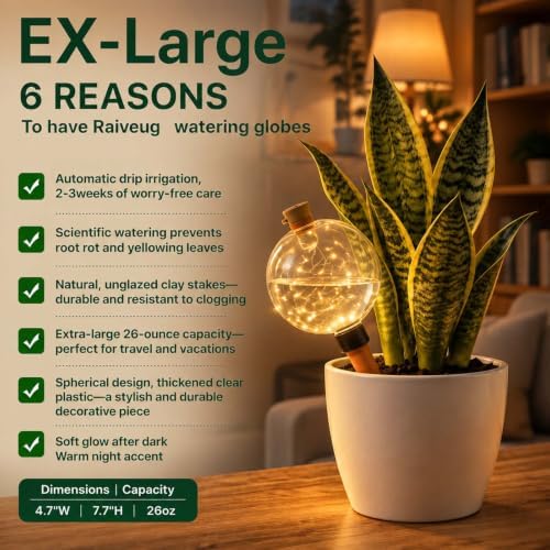 4 Pack 26oz Extra Large Plant Self Watering Globes to 3 Weeks Watering - Image 3