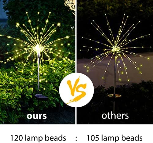 Solar Garden Firework Lights, 4 Pack, Waterproof, 120 LED, Outdoor, Warm White, Pathway, Patio, Party Decorations - Image 6