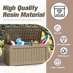 JUMMICO 120 Gallon Resin Deck Box, Large Outdoor Storage Box Waterproof & Lockable for Garden, Patio, Pools (Light Brown) - Image 3