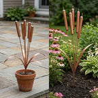 2026 Cattail Wind Chimes Copper Garden Stake, Handmade 20inch Large Metal Flower Plant Sculpture Yard Art Decor Vintage Rustic Bells Ornament Kinetic Wind Sculpture 19.69in 3pcs - Image 5