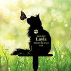 Custom Longhair Cat Memorial Stake, Always Be Loved Cat with Butterfly Grave Marker, Personalized Pet Loss Gift Metal Garden Plaque (Cat With Butterfly) - Image 2