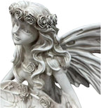 12.8" Fairy Garden Statue, Resin Angel Figurine with Leaf Tray, Bird Feeder & Decorative Dish for Patio, Yard, Garden & Home Decor - Image 7