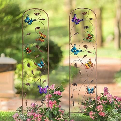 SUNNYPARK Set of 2 Butterfly Metal Garden Trellis for Climbing Plants, Decorative Vegetables Flowers Vine Trellis for Outdoor Patio 60'' H x 11'' W - Image 6