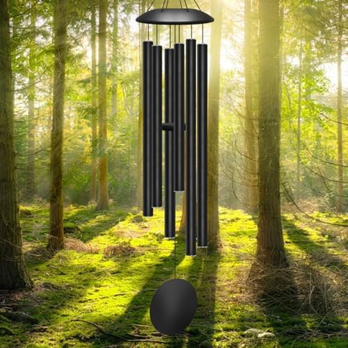 45" Large Wind Chimes for Outside, 6 Thick and Bold Aluminum Tubes (Black) by Unknown
