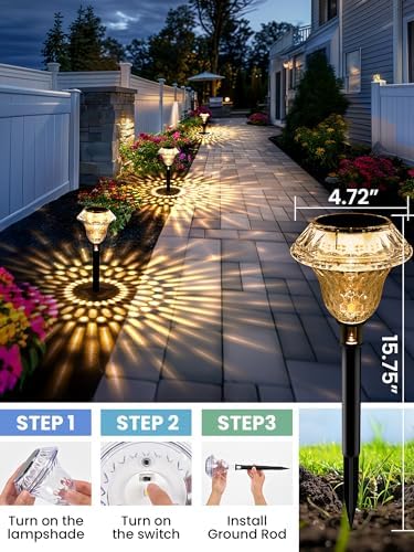 SOLPEX Solar Pathway Lights, Waterproof Fall Garden Decor 6 Pack Warm White - Image 5