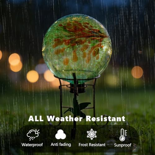 10" Diameter Garden Gazing Balls with Metal Stand (Light Green) - Image 6