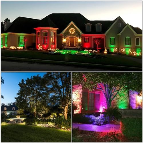 Christmas Outdoor Spotlight 120V LED Spot Lights Outdoor RGB 12W Color Changing Landscape Lights with Remote Control Waterproof Spot Lights Outdoor for Yard Path Garden Decorative (2Pack) - Image 6