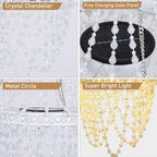 Solar Hanging Crystal Chandelier Outdoor Decorative Garden Light - Image 4