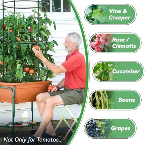 Large Trellis, Garden Obelisk Trellis for Climbing Plants Outdoor, 69" Metal Trellises for Tomato Cucumber Clematis Rose Vine Support, Heavy Duty Round Cage Stand for Grow Bag Raised Bed Yard, 2 Pack - Image 3