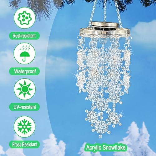 Christmas Wind Chimes for Outside,Solar Snowflakes Hanging Mobile Decor - Image 2