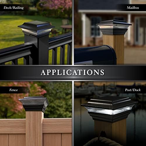 Classy Caps 4x4 Imperial Solar Post Cap - Fits 3.5"x3.5" and 4"x4" Deck & Fence Posts - Black Cast Aluminum - Warm and Cool Light Modes - Image 4