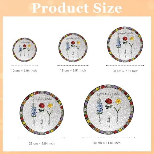 Personalized Grandma's Garden Stained Glass Suncatcher Birth Month Flowers Glass Sun Catcher, Custom Mom's Garden Window Hanging, Mothers Day Grandma Mom Ornament Gifts for Nana Women 11.81" - Image 7