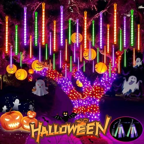 Halloween Lights Outdoor 2 Pack Meteor Shower Lights Orange Purple Green by EXF