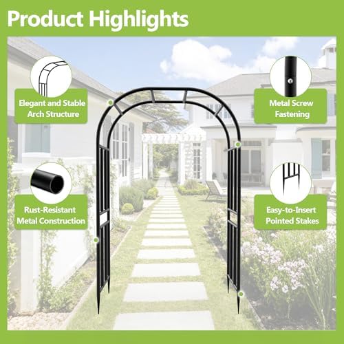 Heavy Duty Garden Arch Arbor Trellis 94.5" H*63" L(16MM Pipe) - Image 5