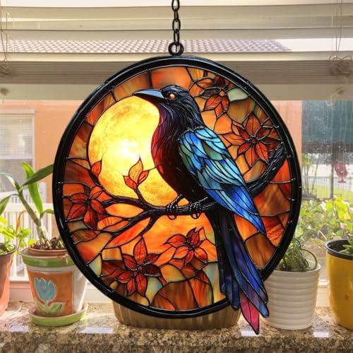Gothic Raven Moonlight Maple Acrylic Suncatcher - Image 4