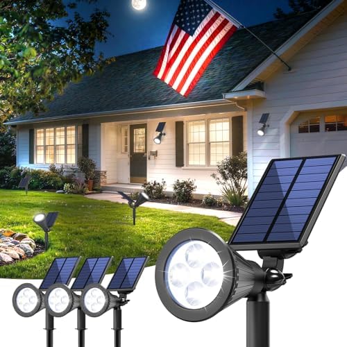 JEJOT 4 Pack Solar Spot Lights Outdoor Waterproof with Focus Beam by JEJOT