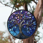 Blue Purple Tree of Life Stained Glass Window Hanging Suncatcher Gift 15" - Image 2