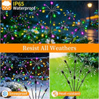VOOKRY Solar Garden Lights Outdoor, 8 Pack Multicolor Fairy Firework Lights - Image 4