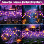 Kohlrabi Halloween Decorations Outdoor, 4 Pack 32 LED Purple and Orange Solar Firefly Lights Waterproof, Sway by Wind, Solar Wind Swaying Light for Garden Yard Patio Pathway Decoration - Image 6