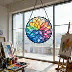 Colorful Flower Petals Stained Glass Window Hanging Suncatcher Gifts 12" - Image 6