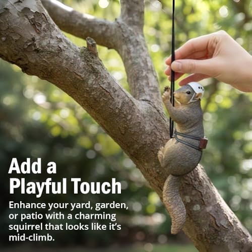 What ON Earth Climbing Squirrel Figurine - Garden Decor for Outside, Yard Art Squirrel Gifts, Funny Tree Climber Statue Outdoor Decor - Image 3