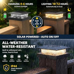 16 Pack Solar Post Cap Lights 4x4, Dual-Color Waterproof Fence Post Solar Lights, Fits 4x4 Vinyl or 3.5x3.5 Wood Posts, Dusk to Dawn Outdoor Lighting for Deck, Garden & Porch Decor, Black - Image 5