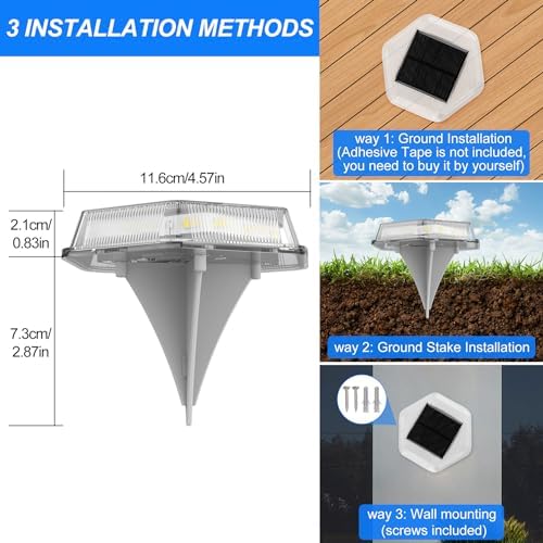 Solar Deck Lights Dock Step Lights- 4 Packs Waterproof 1200mAh Auto ON/Off LED Solor Powered Stair Lighting for Outdoor Garden, Patio, Pathway, Walkway, Driveway (Warm White) - Image 3