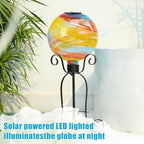 VCUTEKA Solar Gazing Ball, Glass Garden Globes for Outdoor Decor, 10" Red - Image 2