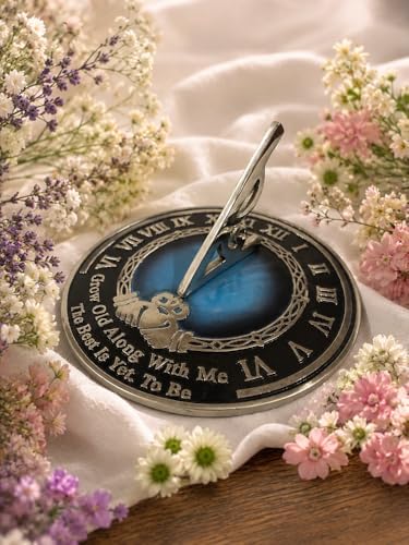 Tuezy Engraved Garden Sundial with Grow Old with Me Romantic Quote by Unknown