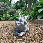 OLOMA Smiling Little Dragon Concrete Statue Outdoor Mythical Creature Outdoor Decor Fantasy Drake Figurine Handcrafted Sculpture Stone Gargoyle Ornament Weather Proof Accent Fantasy Gift - Image 2