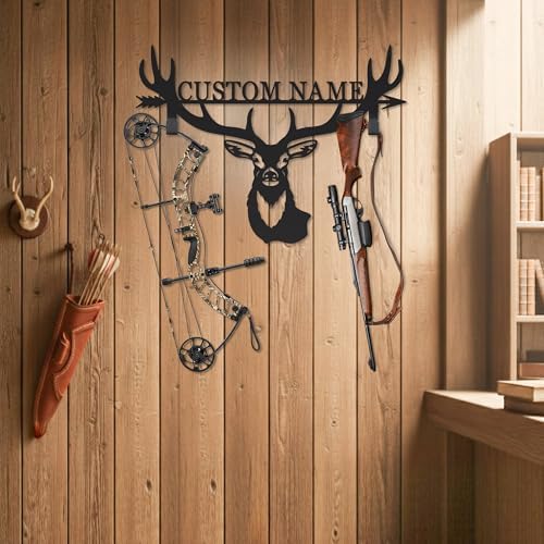 Personalized Deer Hunter Metal Wall Mount & Bow Rack, Custom Deer Hunting Gifts,Outdoor Hunting Decor, Cabin Wall Art, Hunting Room Decor, Lodge Wall Decor, Deer Hunting Accessories - Image 4