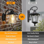 LUTEC 2 Pack Dusk to Dawn Outdoor Indoor Exterior Light Fixture, Farmhouse Barn Wall Sconce, Matte Black Finish Anti-Rust Wall Mount Light, Waterproof Wall lamp with Clear Glass for Porch, Patio - Image 5
