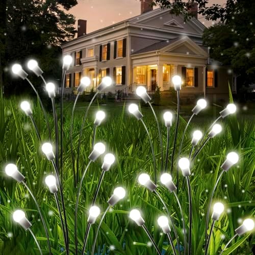 OZS 10 Pack 80 LED Solar Garden Lights, Solar Firefly Lights Outdoor by OZS