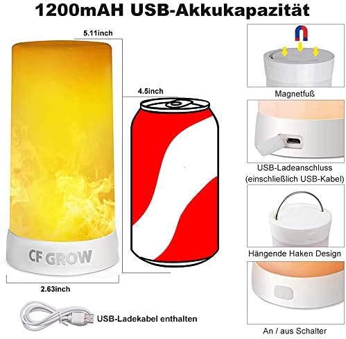 LED Flame Light, Flame lamp Candles Fire Lanterns Outdoor Hanging Lamps,USB Rechargeable Waterproof Dimmable 4 Modes Lantern,Outdoor Flickering Light Bulb with Gravity Sensing Effect&Magnetic Base - Image 6