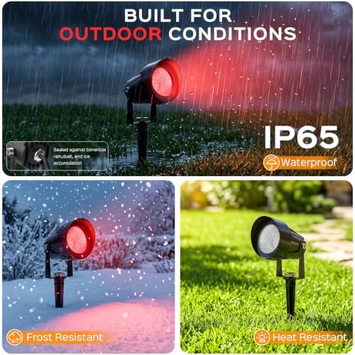 T-SUN Spot Lights Outdoor, Red Landscape Spotlights for Patio Party 4 Pack - Image 6