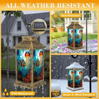 Solar Lantern Outdoor Waterproof Stained Glass Fish Jellyfish Vibrant Colors Garden Decor LED Hanging Solar Lights Tabletop Lamp Gifts for Women Mom Outside Yard Patio Porch - Image 3
