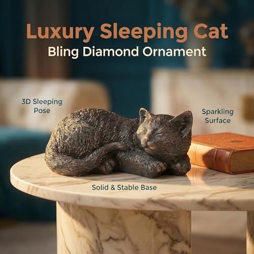 Sleeping Cat Garden Statue Outdoor Garden Decor, Resin Cat Figurine with Bronze Finish, Tabby Sculpture Outdoor Statues Decors for Patio Yard Lawn, Durable Ornament, Ideal Gift for Cat Lovers or Mom - Image 2