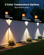 8 Pack Warm/Neutral/Cool White Solar Power Fence Lights Up and Down - Image 3