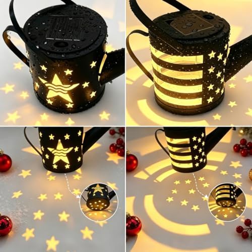 DDQ Solar Watering Can Lights, Warm White/Color LED with Shepherd Hook, IP65 Waterproof Metal Garden Decor, Auto On/Off for Patio Backyard for Mom Birthday Christmas - Image 3