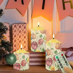Cozeyat Flameless Candles with Remote Aesthetic Indoor Decor Pumpkin Print Electric LED Candles for Thanksgiving Day Flickering Pillar Tea Lights Candles Battery Operated Set of 3 - Image 5
