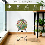 Lily's Home 10” Solar Light Mosaic Gazing Ball - Eco-Friendly Outdoor Decor - Auto On at Dusk & Off at Dawn - Mosaic Globe for Garden, Yard, Patio - Solar Illumination - Gift for Gardeners - Image 6