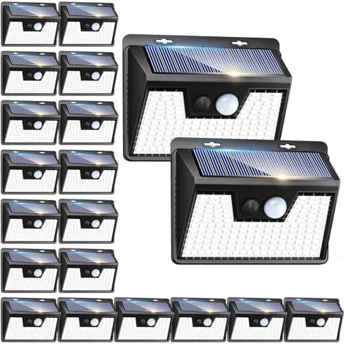Peasur 20 Pack Solar Lights for Outside, Motion Sensor Outdoor Lights, 140LED Solar Security Lights 3 Working Modes, Solar Lights Outdoor Waterproof for Outside Garden Yard Fence by Peasur