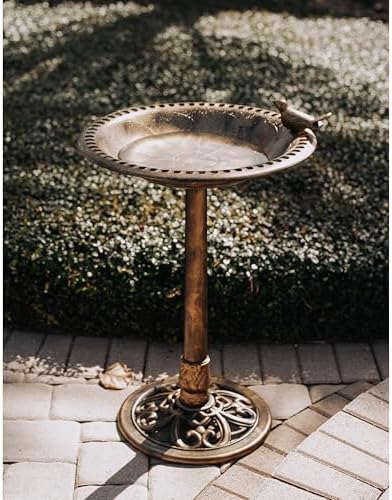 Backyard Expressions Outdoor Garden Bird Bath with Bird - Bronze - Weather Resistant Polyresin - 30 Inch - Image 4