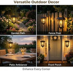 Solar Lanterns Outdoor Waterproof, Hanging Solar Lights with Glass Shade - 2 Pack LED Metal Wall Mount Outdoor Light for Yard/Garden/Patio - Black - Image 6