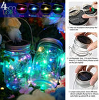 SunKite Solar Mason Jar Lights, 12 Pack 30 LED Waterproof Fairy Firefly Jar Lids String Lights with Hangers(NO Jars), Patio Yard Garden Wedding Decoration - Multicolored1 - Image 2
